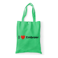 Thumbnail for I Love Embraer Designed Tote Bags
