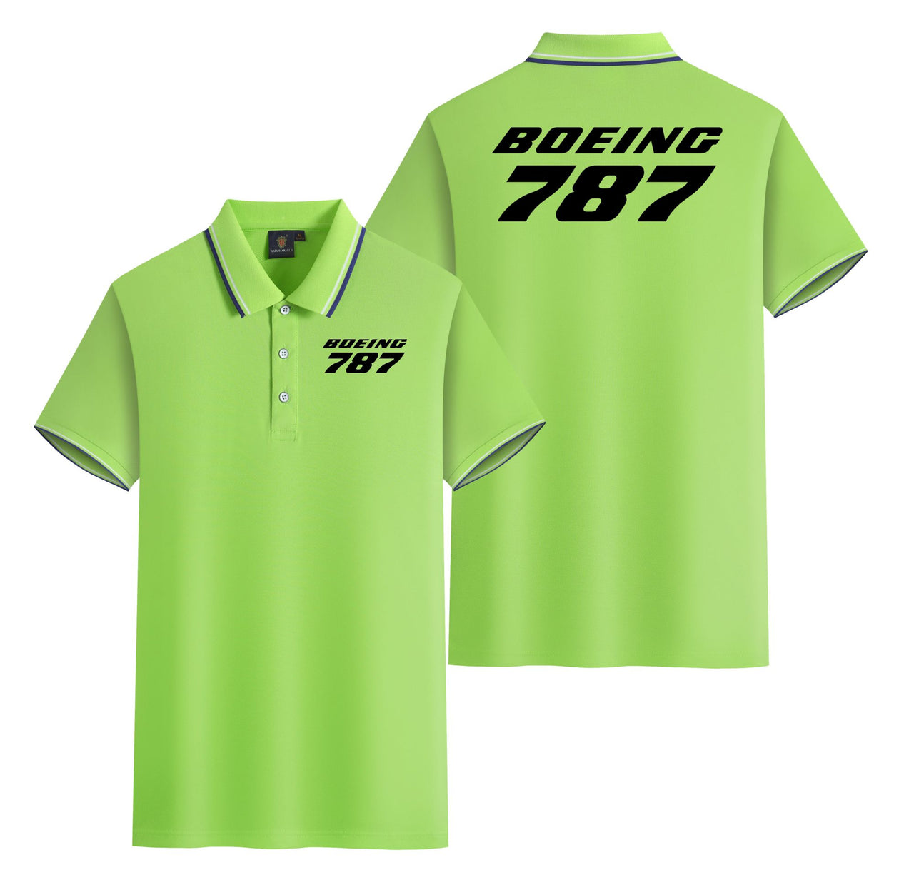 Boeing 787 & Text Designed Stylish Polo T-Shirts (Double-Side)