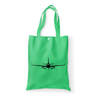 Thumbnail for Embraer E-190 Silhouette Plane Designed Tote Bags