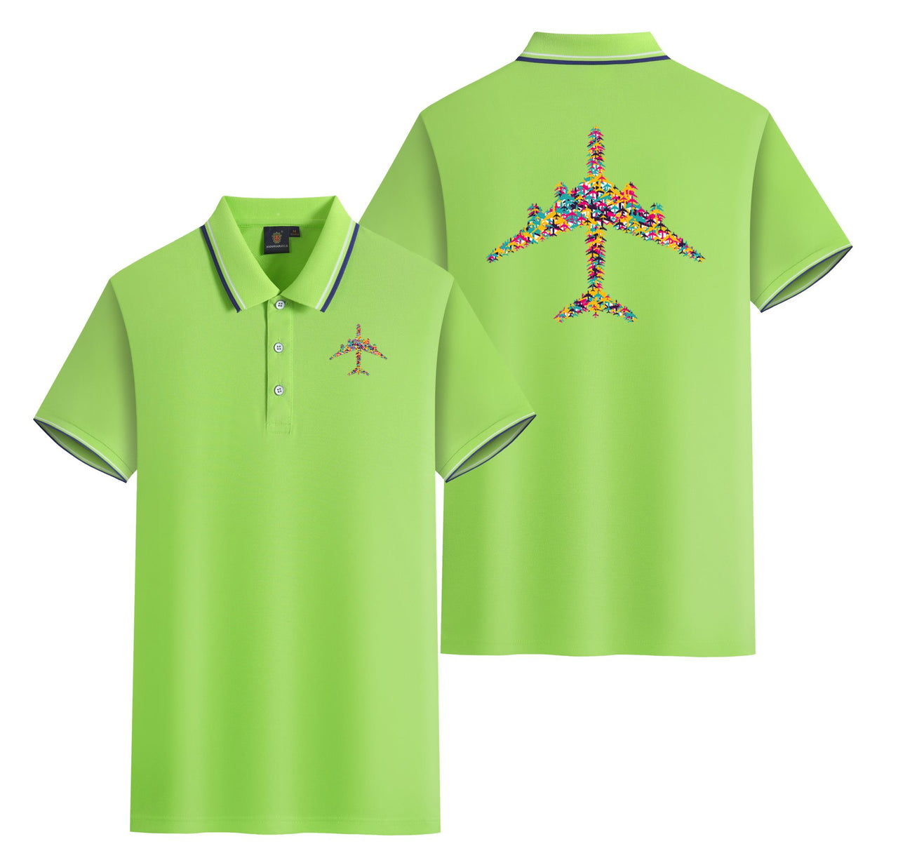 Colourful Airplane Designed Stylish Polo T-Shirts (Double-Side)