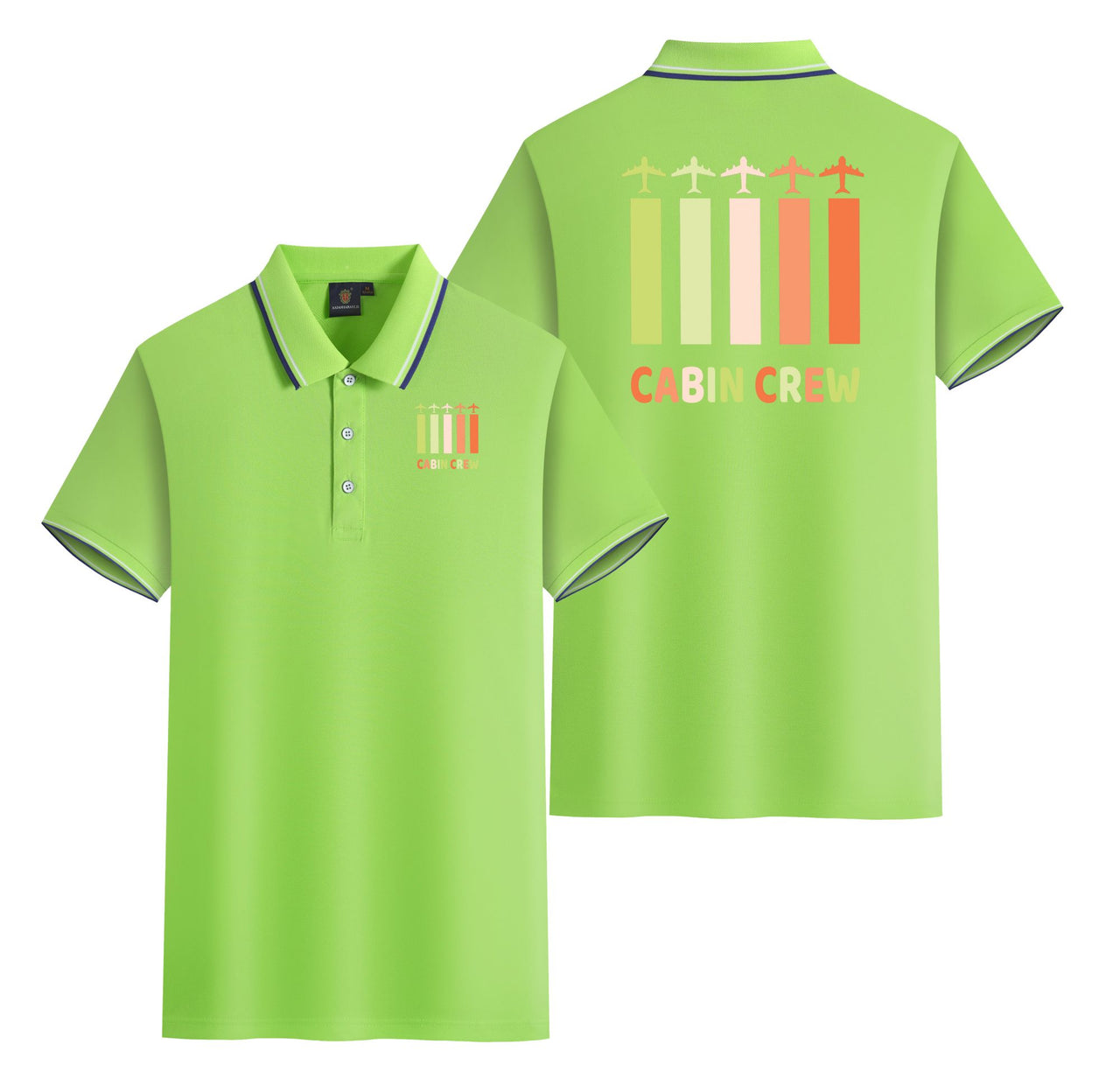 Colourful Cabin Crew Designed Stylish Polo T-Shirts (Double-Side)