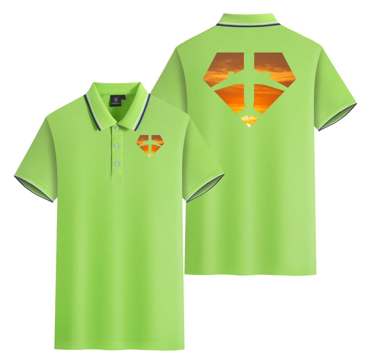 Supermen of The Skies (Sunset) Designed Stylish Polo T-Shirts (Double-Side)