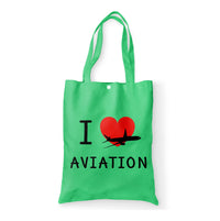 Thumbnail for I Love Aviation Designed Tote Bags