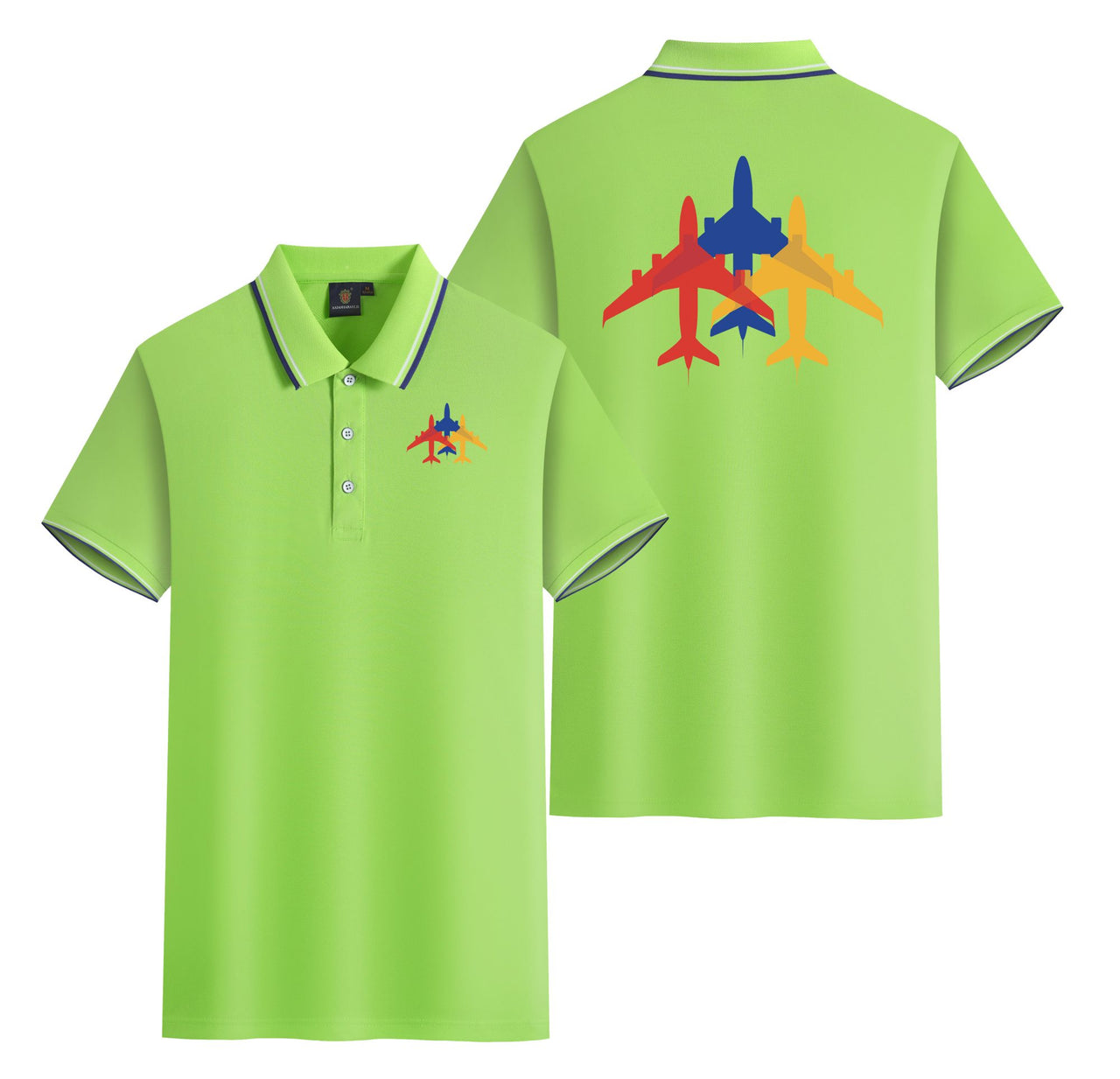 Colourful 3 Airplanes Designed Stylish Polo T-Shirts (Double-Side)
