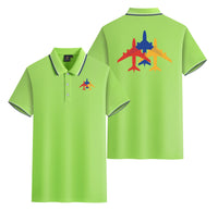 Thumbnail for Colourful 3 Airplanes Designed Stylish Polo T-Shirts (Double-Side)