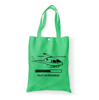 Thumbnail for Pilot In Progress (Helicopter) Designed Tote Bags