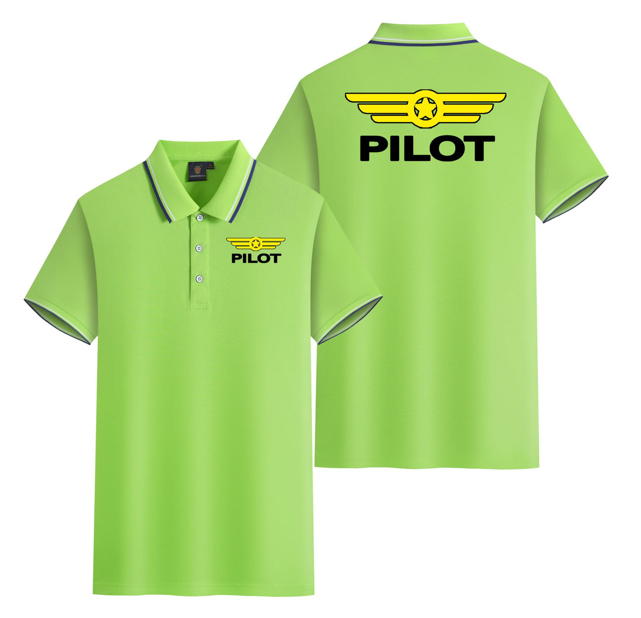 Pilot & Badge Designed Stylish Polo T-Shirts (Double-Side)