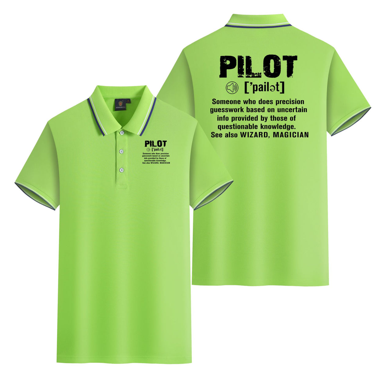 Pilot [Noun] Designed Stylish Polo T-Shirts (Double-Side)