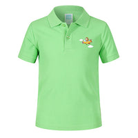 Thumbnail for Cartoon Little Boy Operating Plane Designed Children Polo T-Shirts