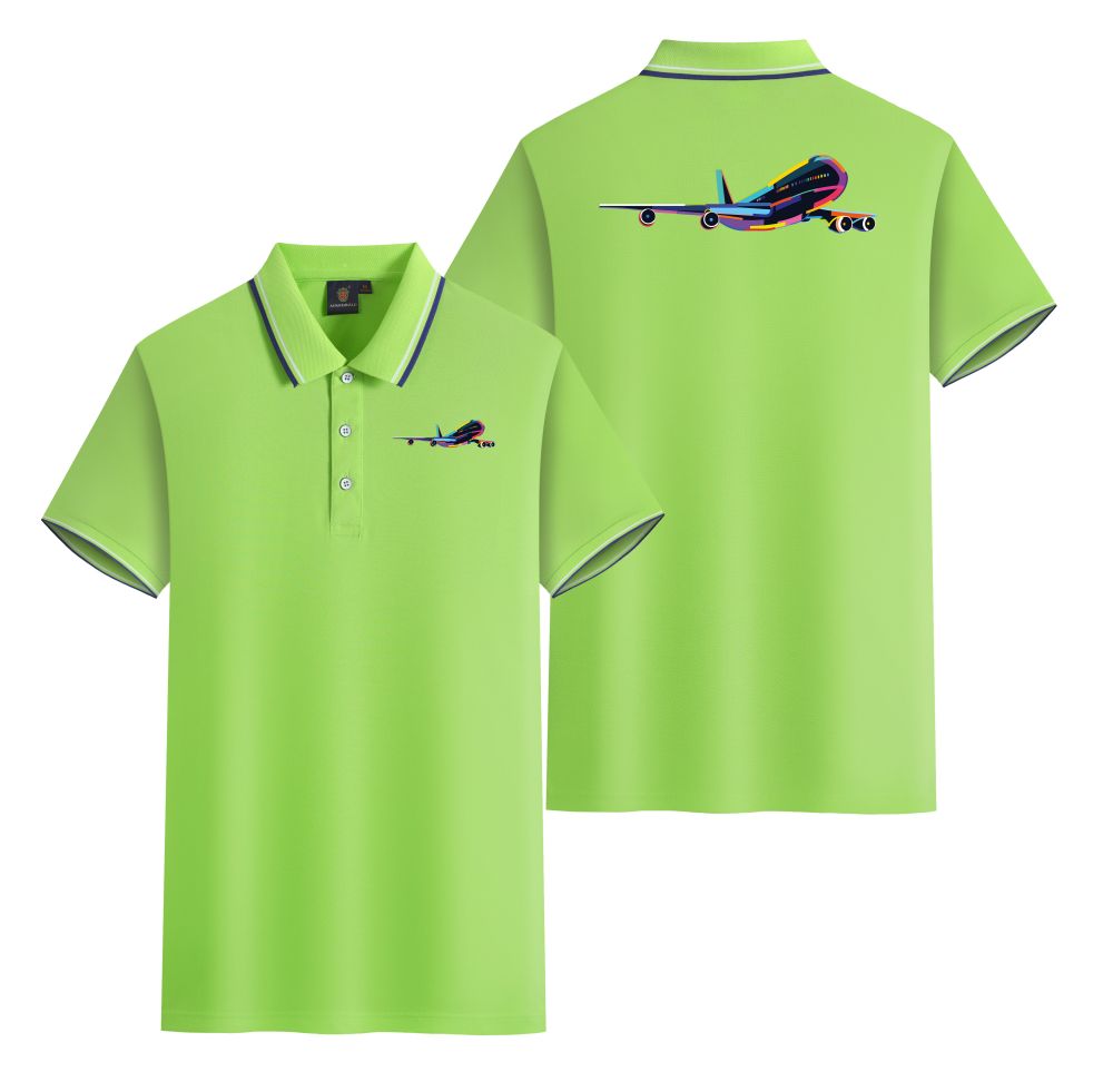 Multicolor Airplane Designed Stylish Polo T-Shirts (Double-Side)