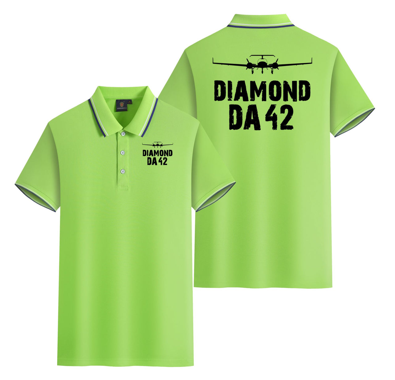 Diamond DA42 & Plane Designed Stylish Polo T-Shirts (Double-Side)