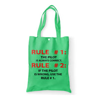 Thumbnail for Rule 1 - Pilot is Always Correct Designed Tote Bags