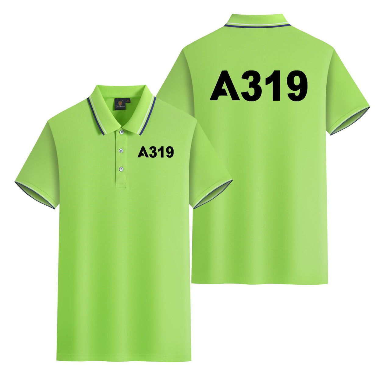 A319 Flat Text Designed Stylish Polo T-Shirts (Double-Side)