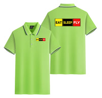 Thumbnail for Eat Sleep Fly (Colourful) Designed Stylish Polo T-Shirts (Double-Side)