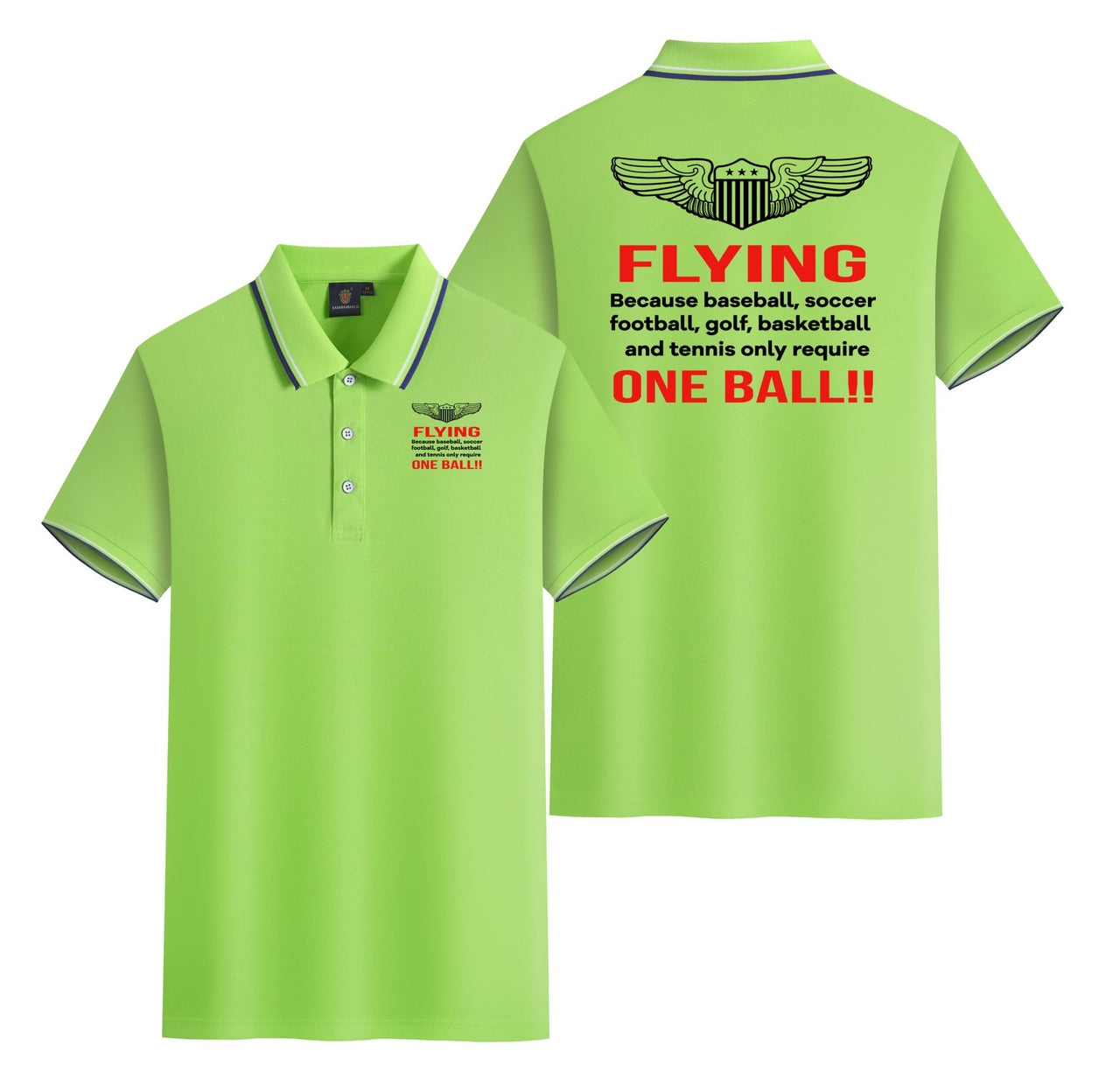 Flying One Ball Designed Stylish Polo T-Shirts (Double-Side)