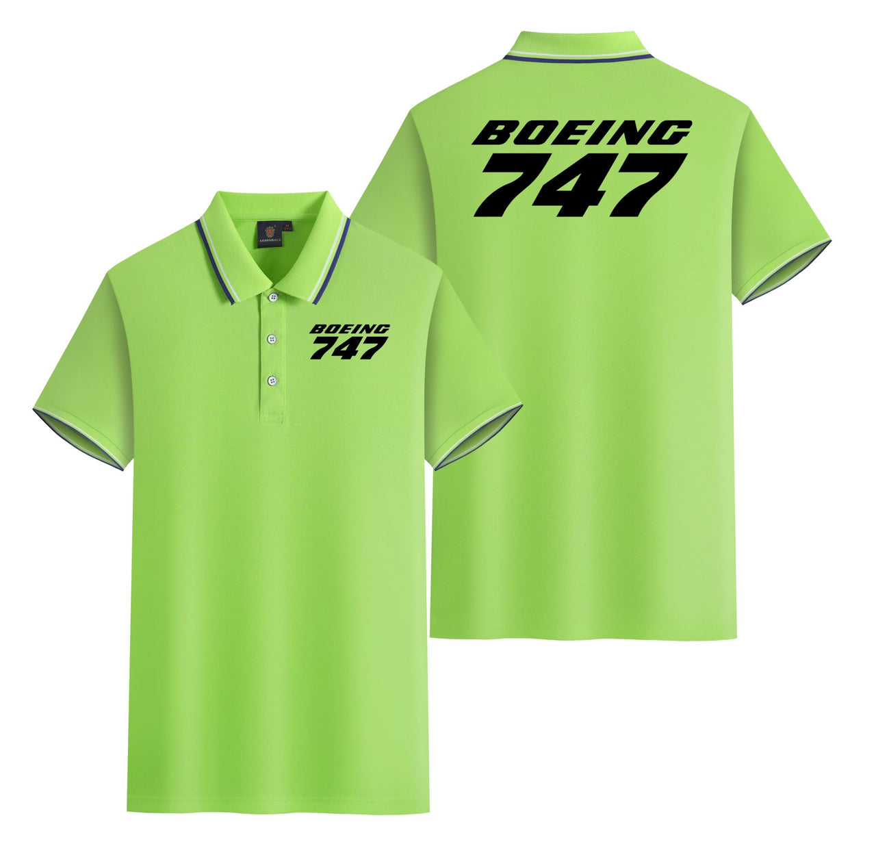 Boeing 747 & Text Designed Stylish Polo T-Shirts (Double-Side)