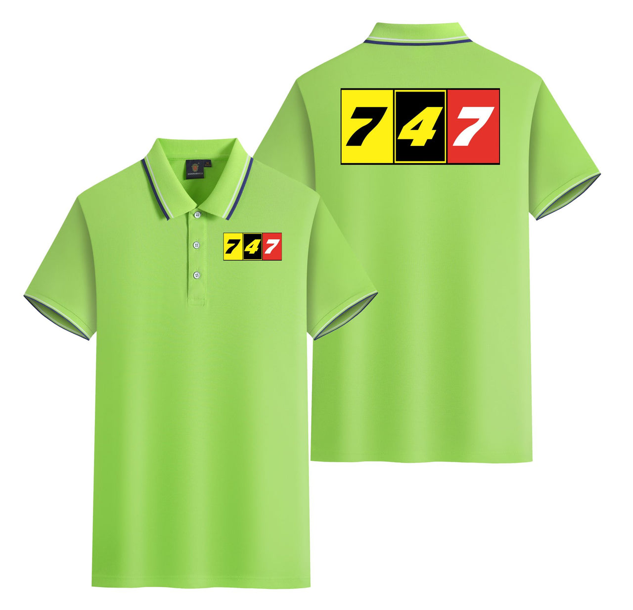 Flat Colourful 747 Designed Stylish Polo T-Shirts (Double-Side)