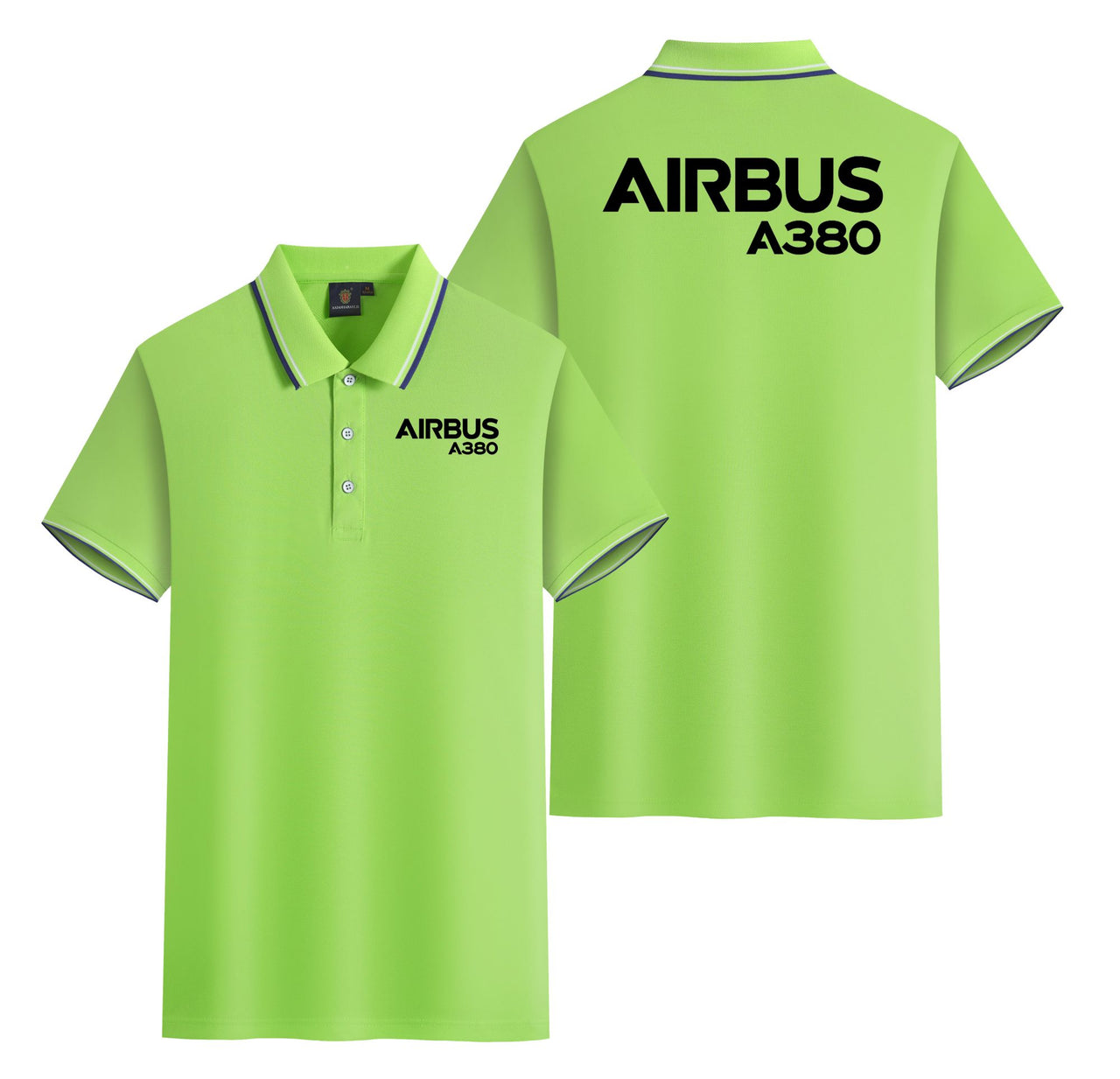 Airbus A380 & Text Designed Stylish Polo T-Shirts (Double-Side)