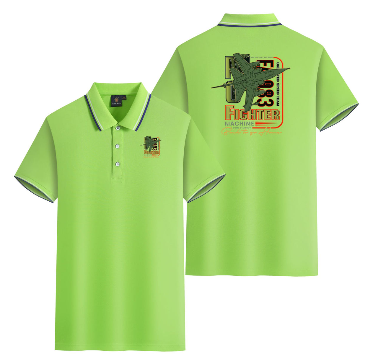 Fighter Machine Designed Stylish Polo T-Shirts (Double-Side)