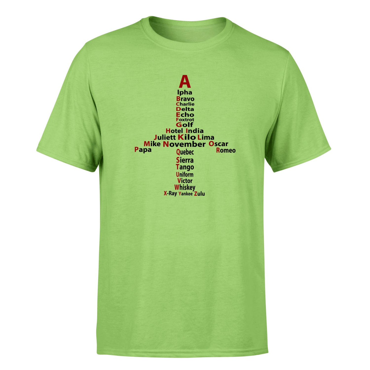 Airplane Shape Aviation Alphabet Designed T-Shirts