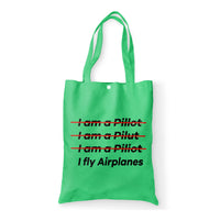 Thumbnail for I Fly Airplanes Designed Tote Bags