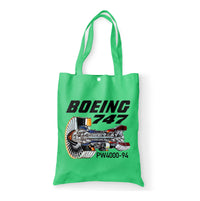 Thumbnail for Boeing 747 & PW4000-94 Engine Designed Tote Bags