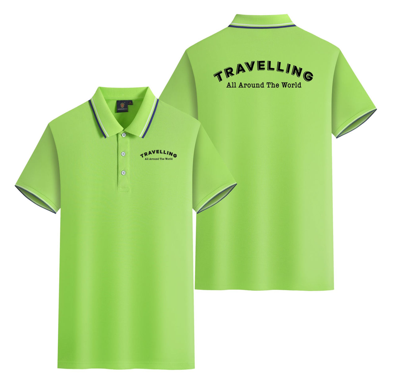 Travelling All Around The World Designed Stylish Polo T-Shirts (Double-Side)