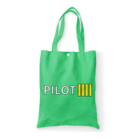 Thumbnail for Pilot & Stripes (4 Lines) Designed Tote Bags