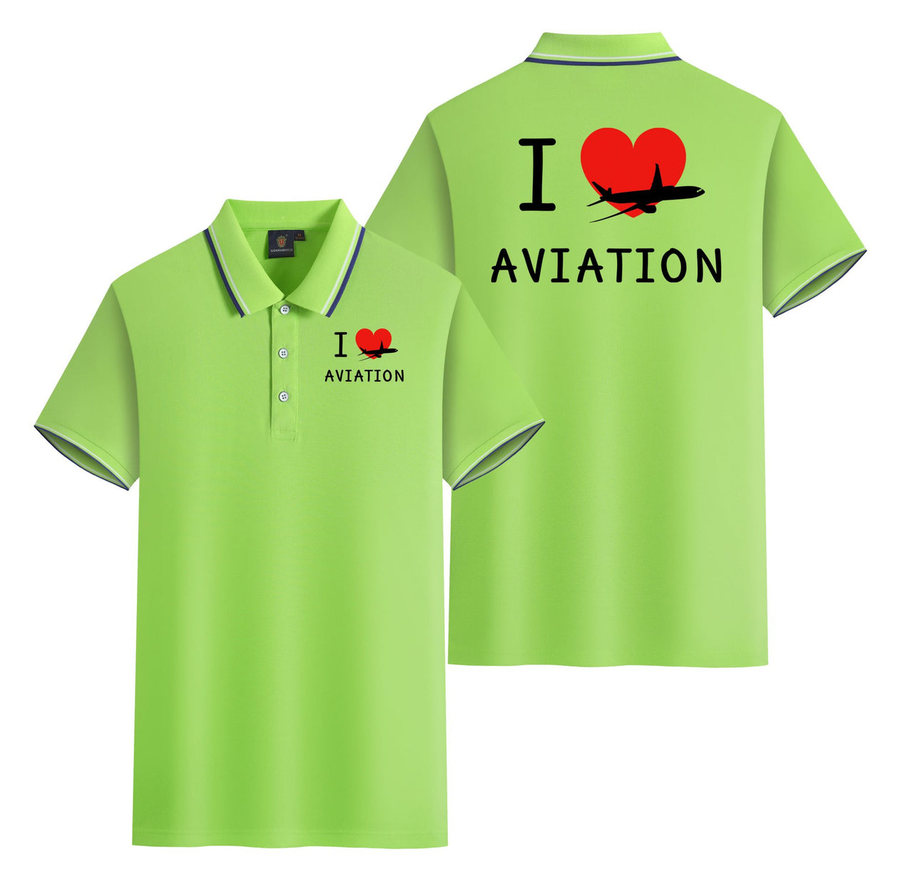 I Love Aviation Designed Stylish Polo T-Shirts (Double-Side)