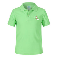 Thumbnail for Cartoon Little Boy Operating Plane (Edition 2) Designed Children Polo T-Shirts