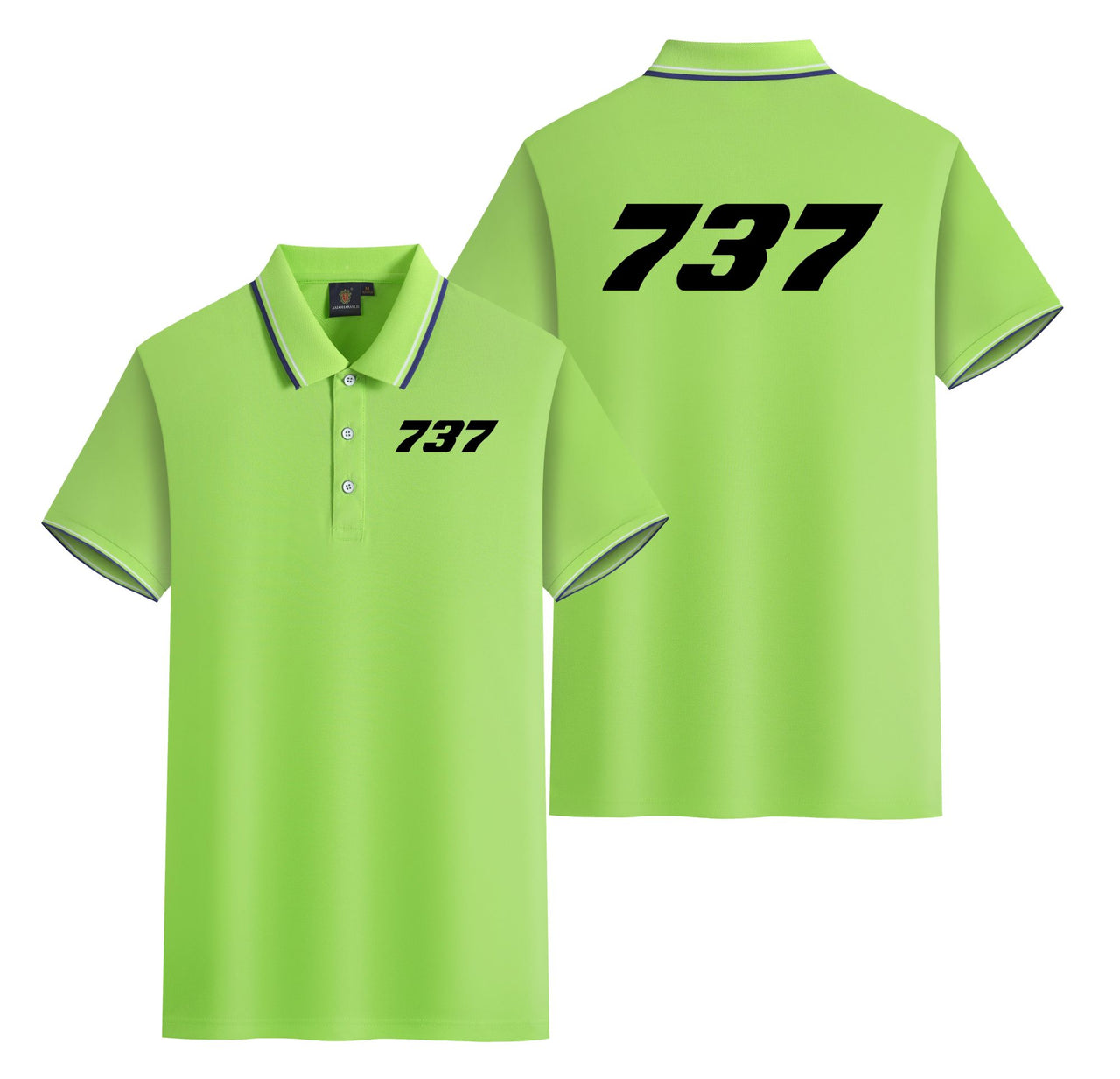 737 Flat Text Designed Stylish Polo T-Shirts (Double-Side)