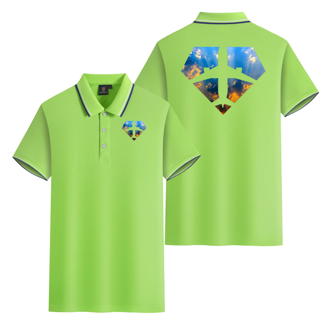 Supermen of The Skies (Sunrise) Designed Stylish Polo T-Shirts (Double-Side)