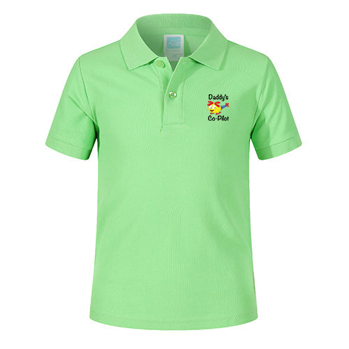 Daddy's CoPilot (Helicopter) Designed Children Polo T-Shirts