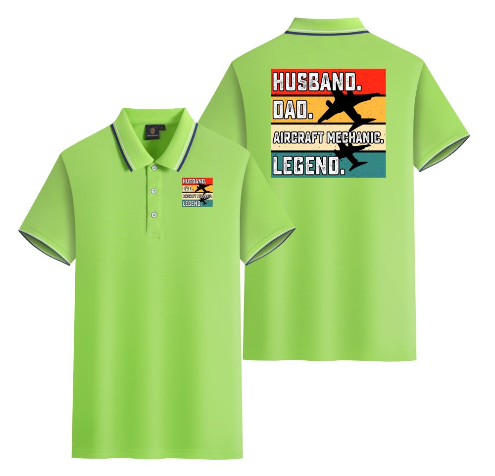 Husband & Dad & Aircraft Mechanic & Legend Designed Stylish Polo T-Shirts (Double-Side)