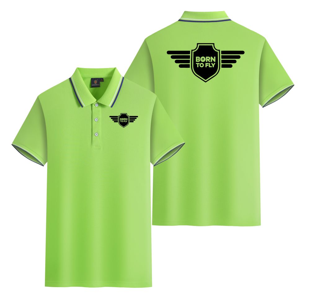 Born To Fly & Badge Designed Stylish Polo T-Shirts (Double-Side)