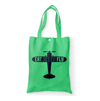 Thumbnail for Eat Sleep Fly & Propeller Designed Tote Bags