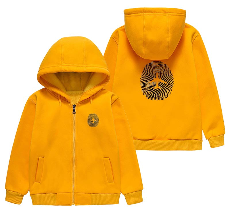 Aviation Finger Print Designed "CHILDREN" Zipped Hoodies