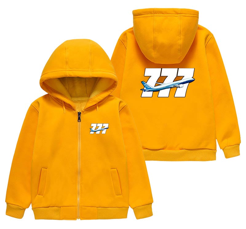 Super Boeing 777 Designed "CHILDREN" Zipped Hoodies