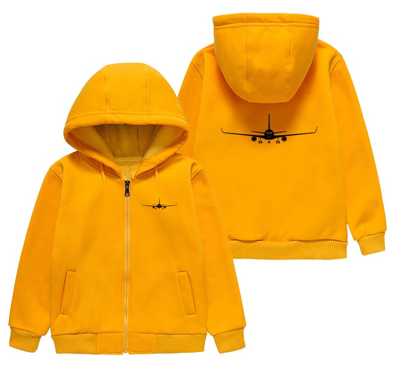 Boeing 767 Silhouette Designed "CHILDREN" Zipped Hoodies