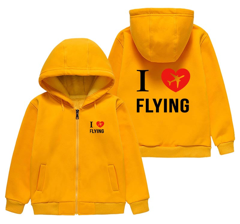 I Love Flying Designed "CHILDREN" Zipped Hoodies