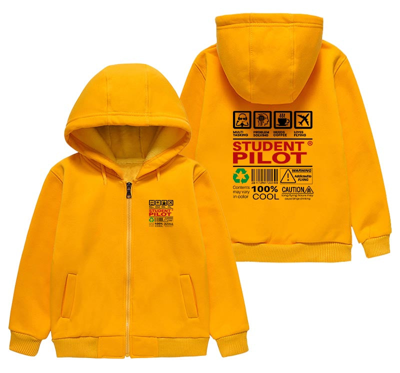 Student Pilot Label Designed "CHILDREN" Zipped Hoodies