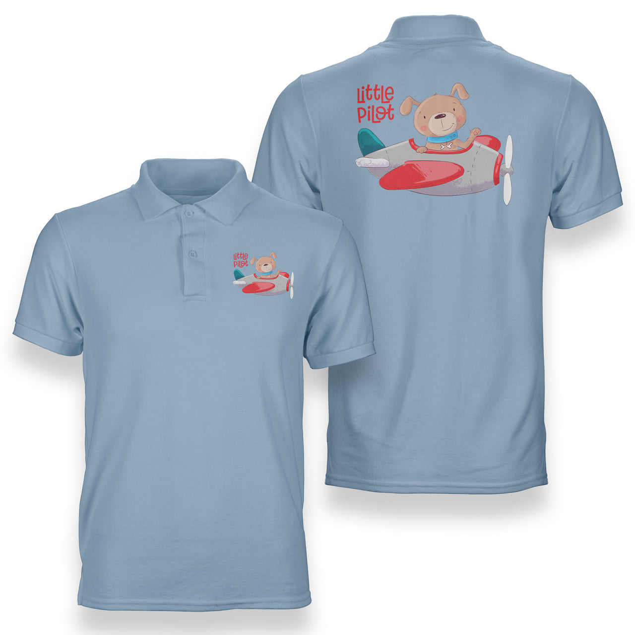 Little Pilot Dreams Take Flight Designed Double Side Polo T-Shirts