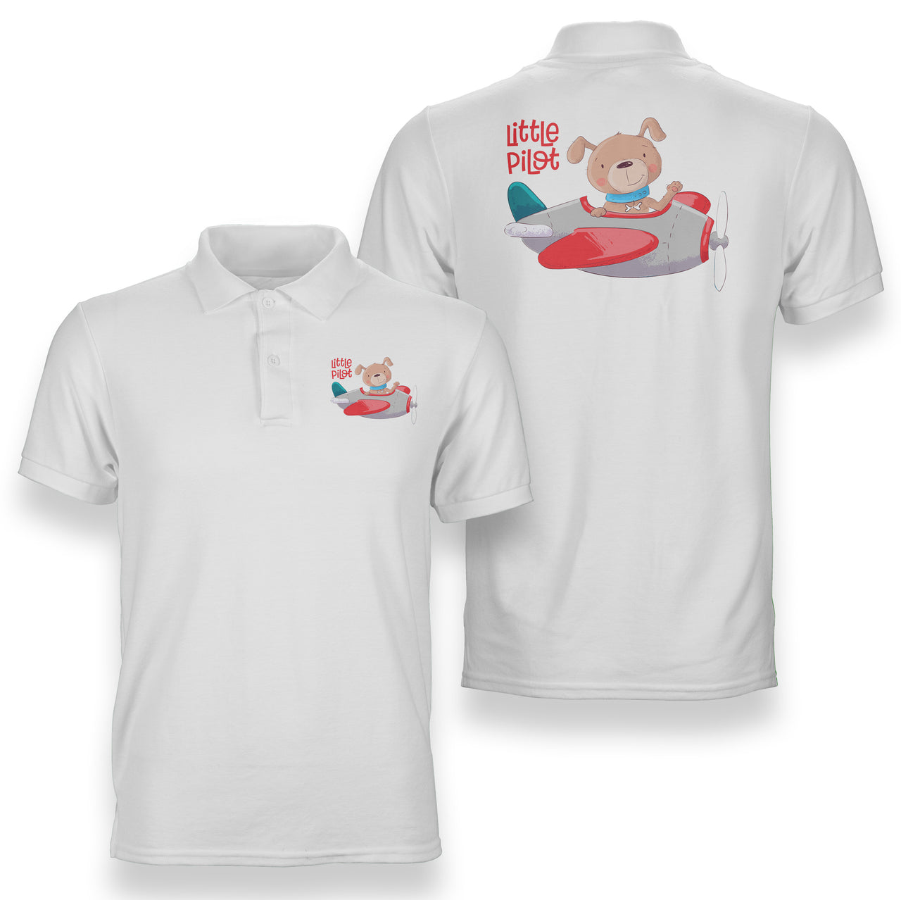 Little Pilot Dreams Take Flight Designed Double Side Polo T-Shirts