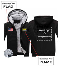 Thumbnail for Your Custom Name & Flag + Logo Printed Zipped Sweatshirts