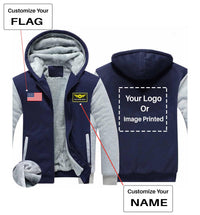 Thumbnail for Your Custom Name & Flag + Logo Printed Zipped Sweatshirts