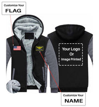 Thumbnail for Your Custom Name & Flag + Logo Printed Zipped Sweatshirts