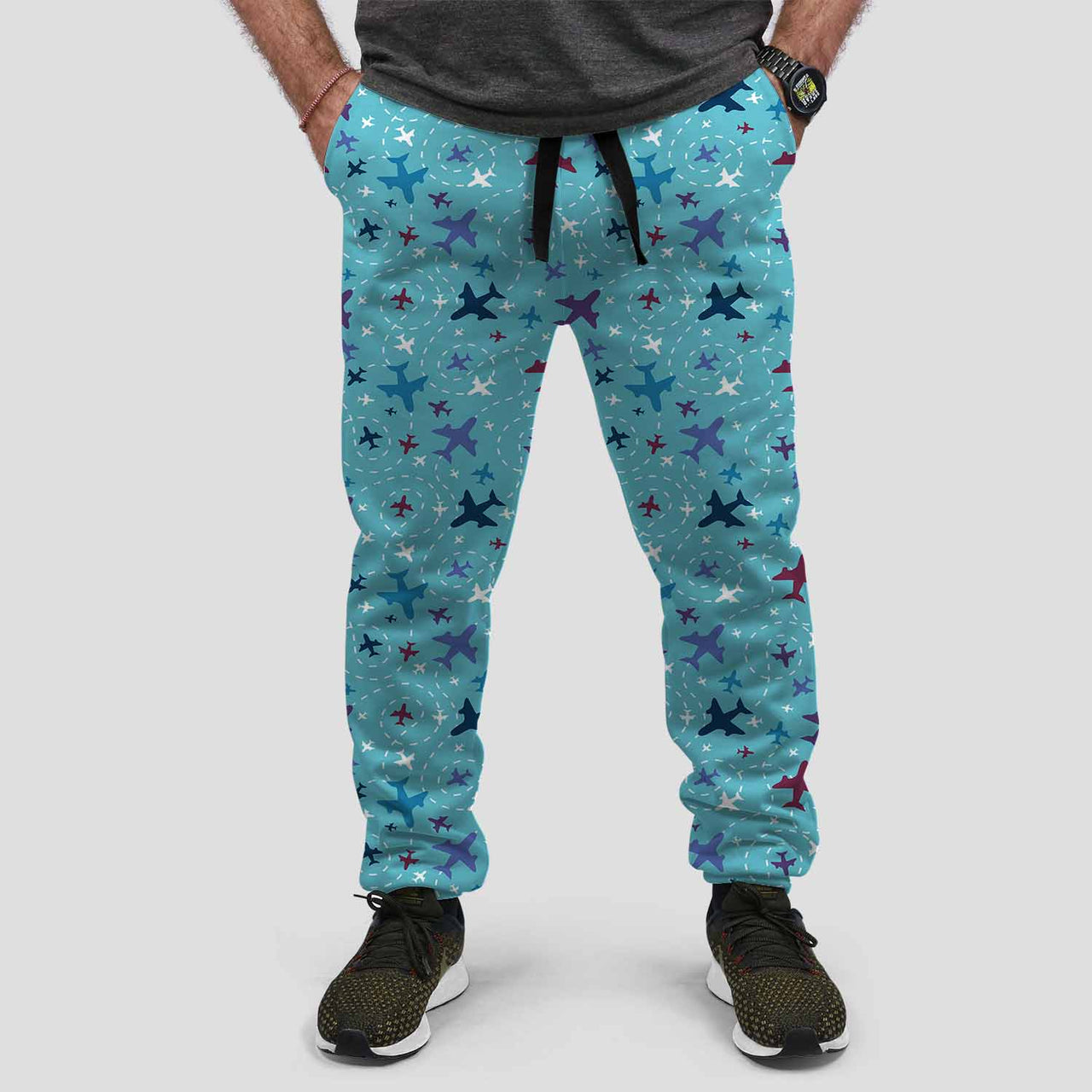 Love of Travel with Aircraft Designed Sweat Pants & Trousers