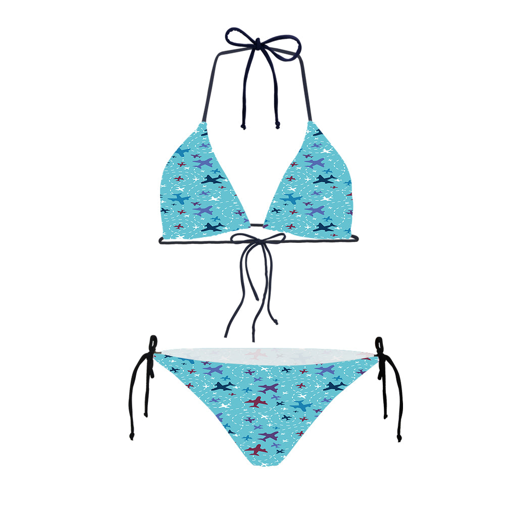 Love of Travel with Aircraft Designed Triangle Bikini