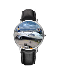 Thumbnail for Lufthansa's A380 At The Gate Leather Strap Watches Aviation Shop 