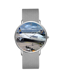 Thumbnail for Lufthansa's A380 At The Gate Stainless Steel Strap Watches Aviation Shop Silver & Silver Stainless Steel Strap 